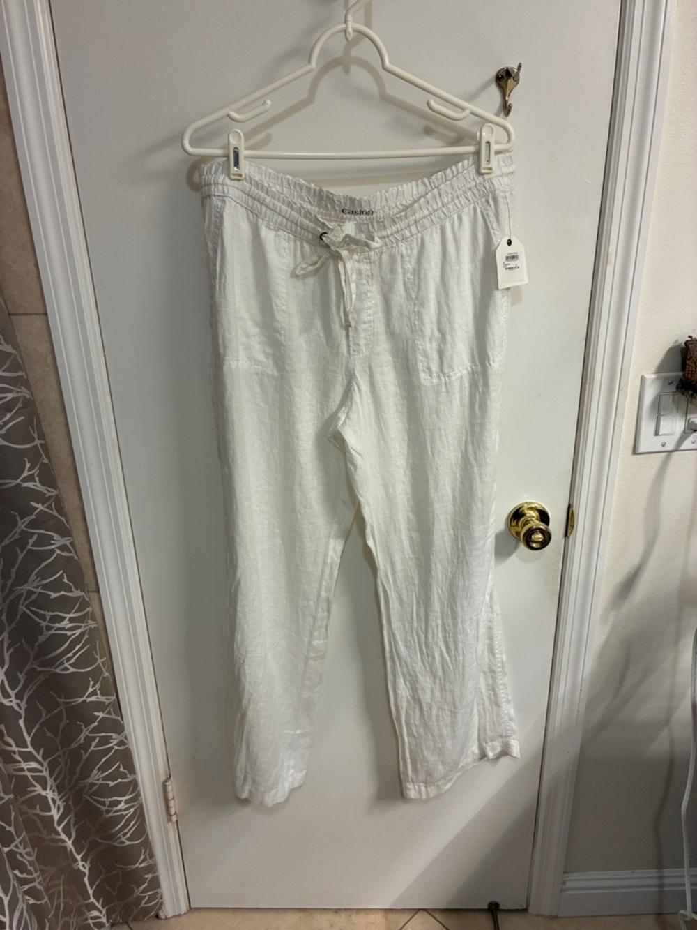 NWT Caslon White Wide Leg 100% Linen Pants-Sz LP